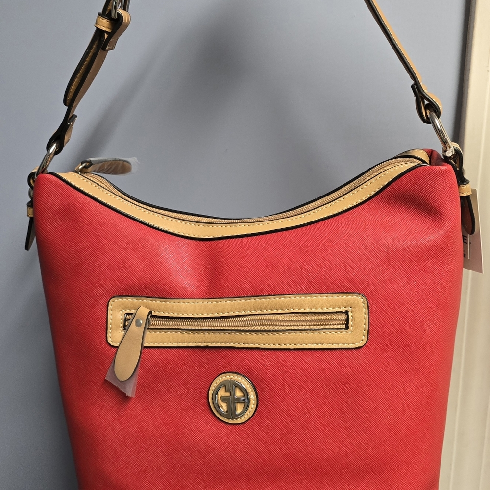 Giani Bernini Saffiano Tote red shoulder bag NWT